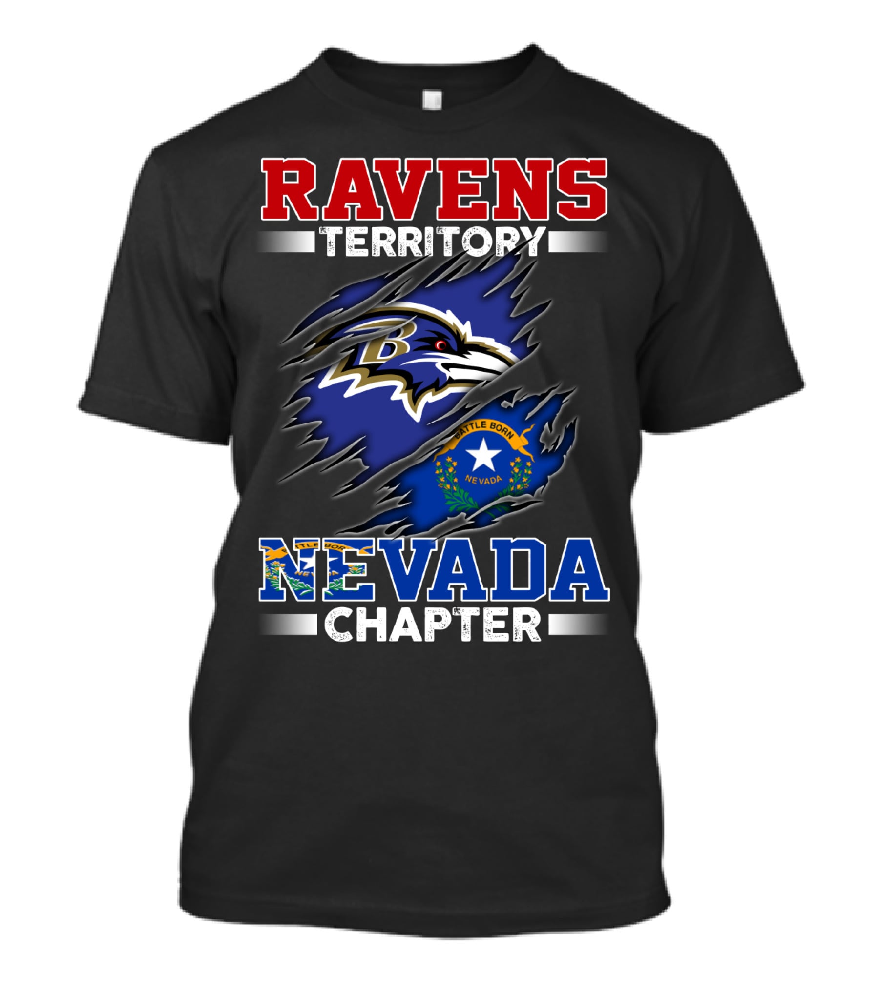 RAVENS TERRITORY NEVADA CHAPTER BATTLE BORN FLAG T-Shirt