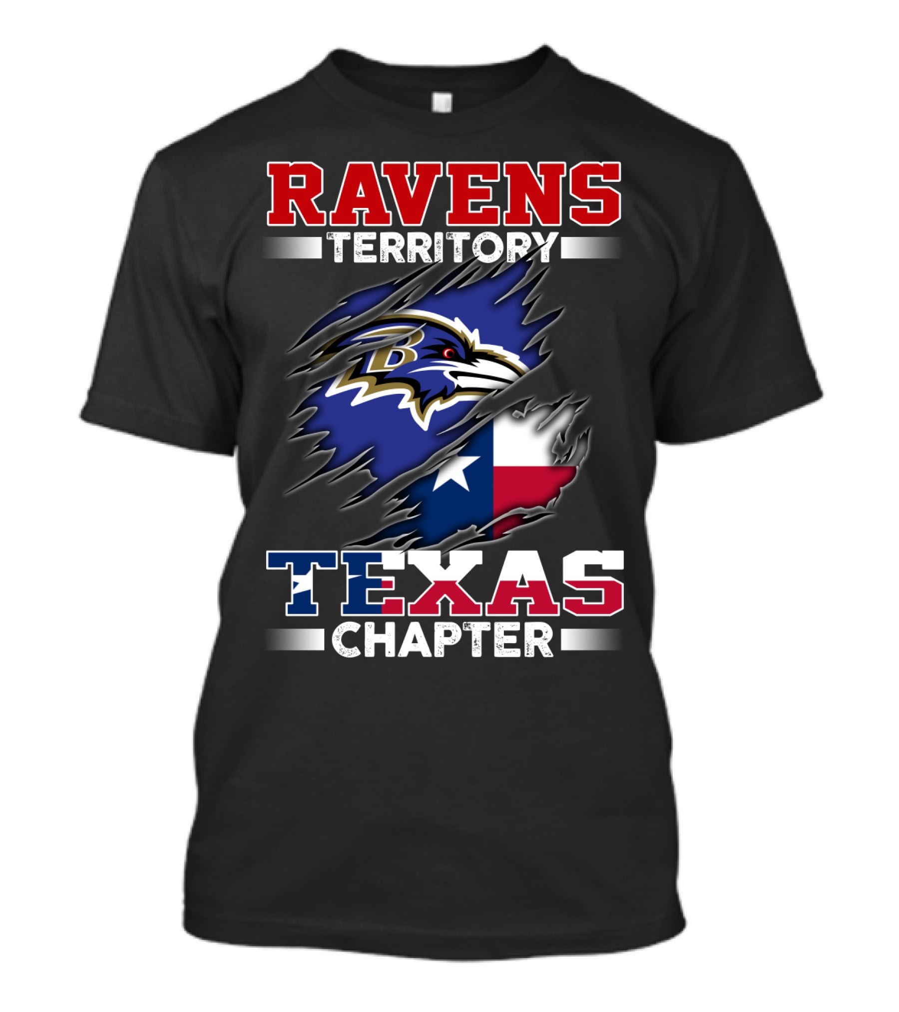 Ravens Territory Texas Chapter Nfl Team Texas State Flag T-Shirt