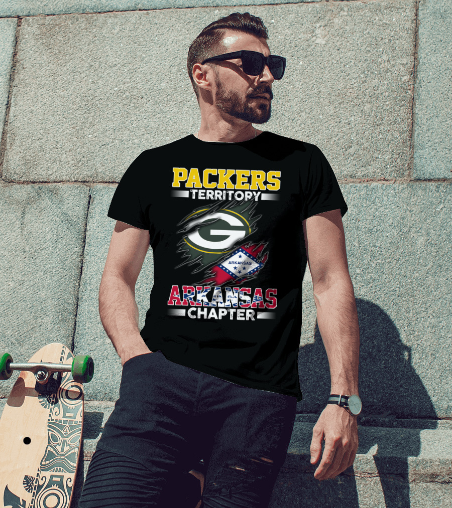 Packers Territory Arkansas Chapter Green Bay Logo Arkansas Flag T-Shirt