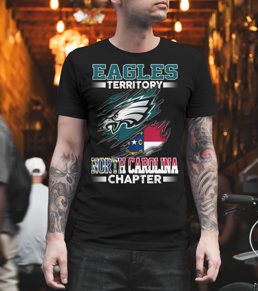 Eagles Territory North Carolina Chapter Logo Featuring State Flag And Team T-Shirt