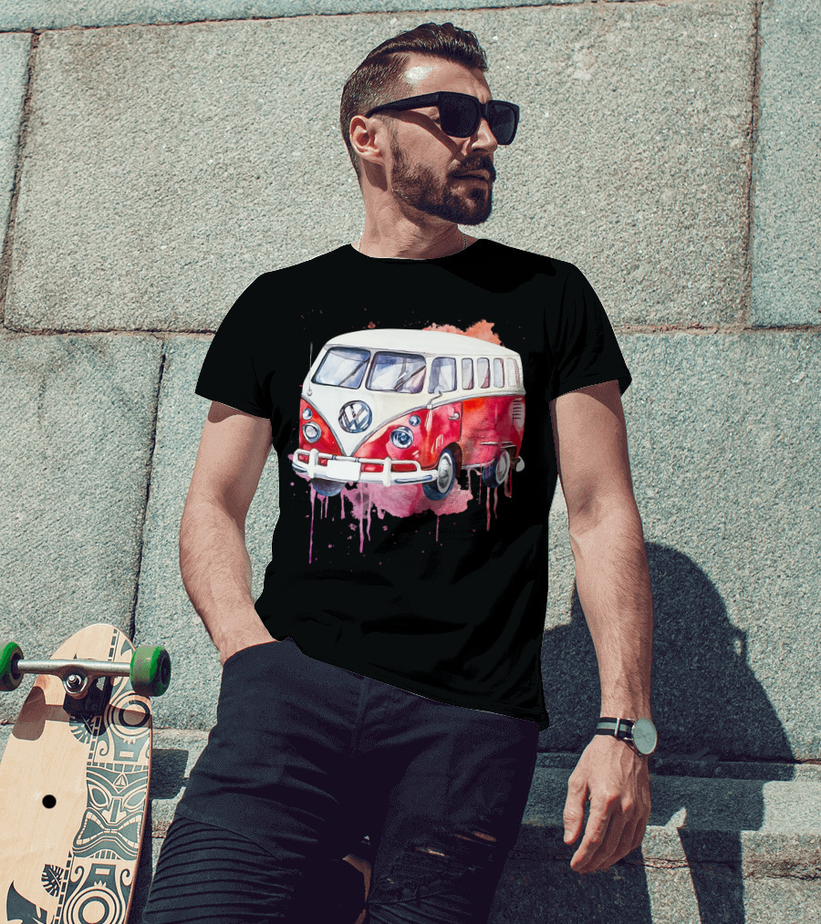 Volkswagen Camper Van Watercolor T-Shirt