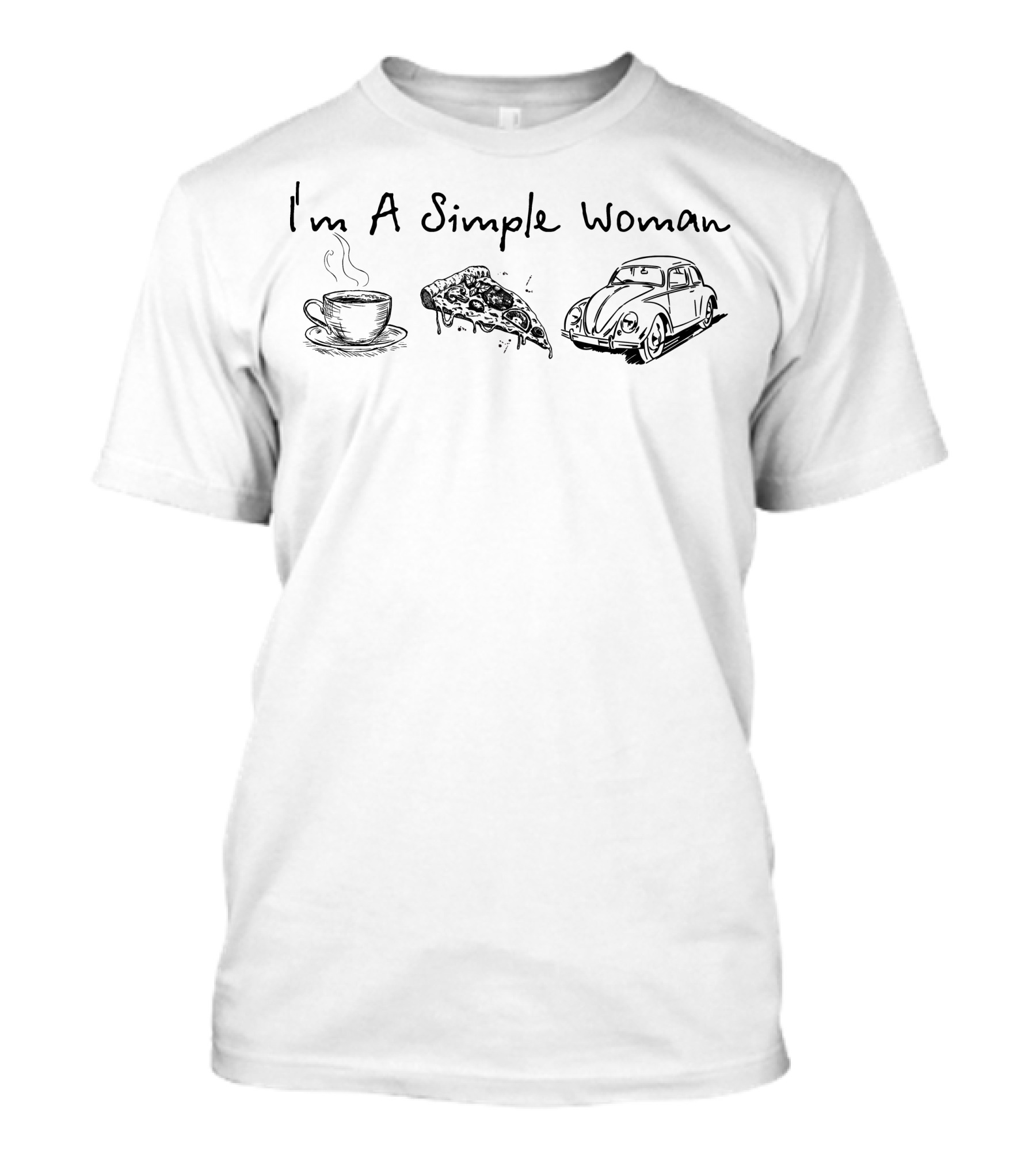 I'm A Simple Woman Coffee Pizza Beetle T-Shirt
