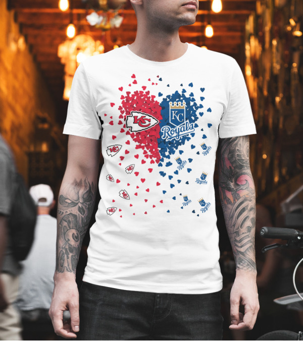KC Chiefs Royals Heart Logo Hearts T-Shirt KC Chiefs Royals Heart Logo Hearts T-Shirt