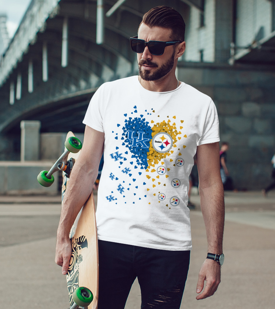 UK Wildcats Heart Steelers Logo Collaboration T-Shirt