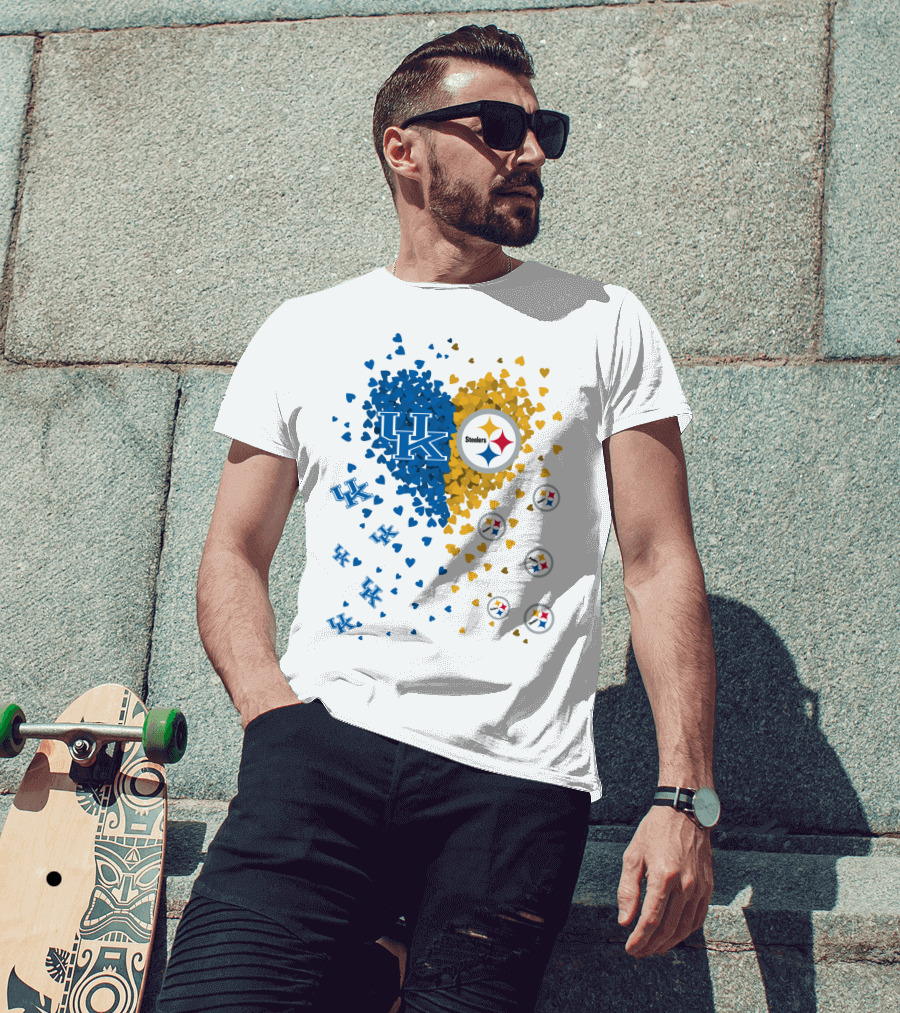 UK Wildcats Heart Steelers Logo Collaboration T-Shirt