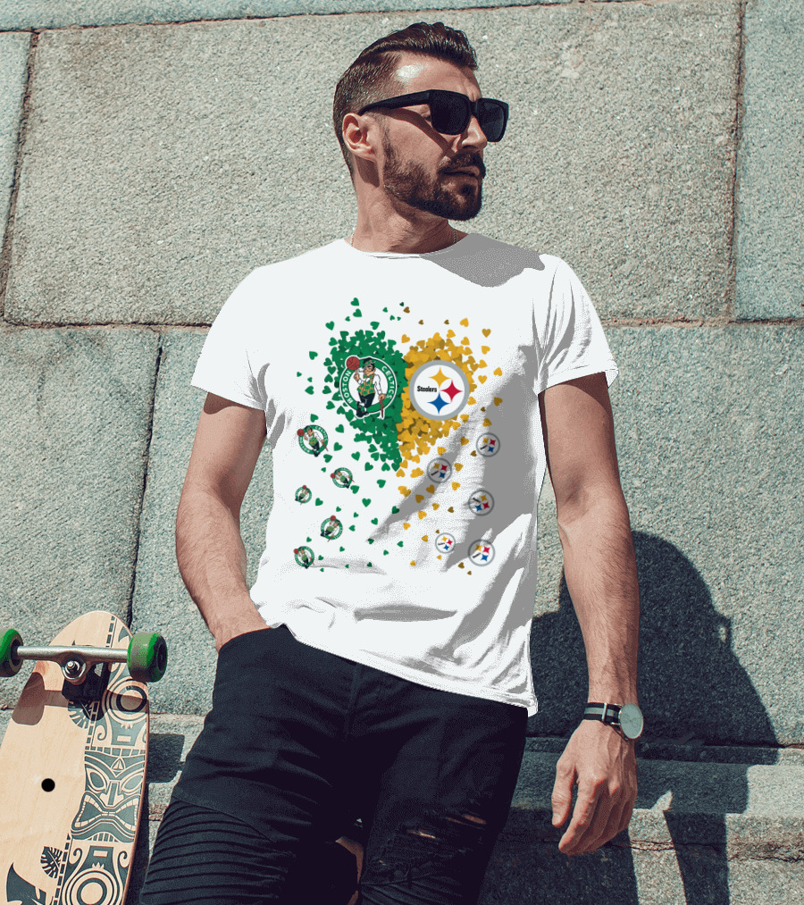 Boston Celtics Pittsburgh Steelers Heart T-Shirt