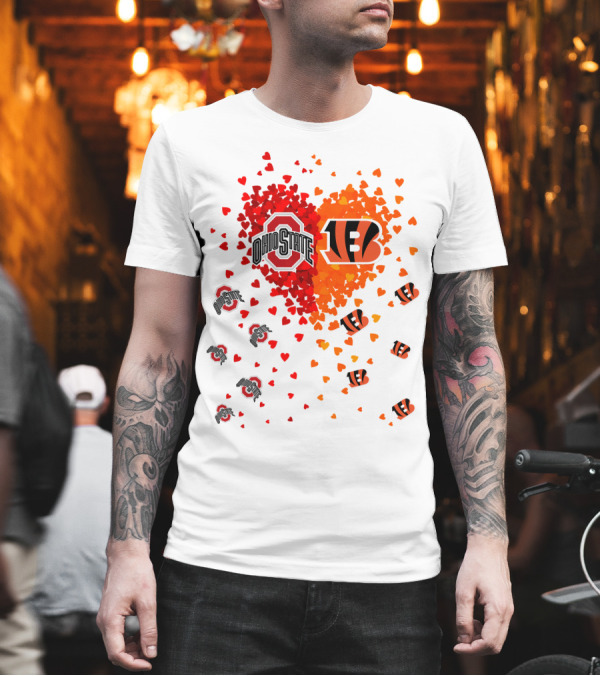 Ohio State Buckeyes Cincinnati Bengals Heart T-Shirt Ohio State Buckeyes Cincinnati Bengals Heart T-Shirt