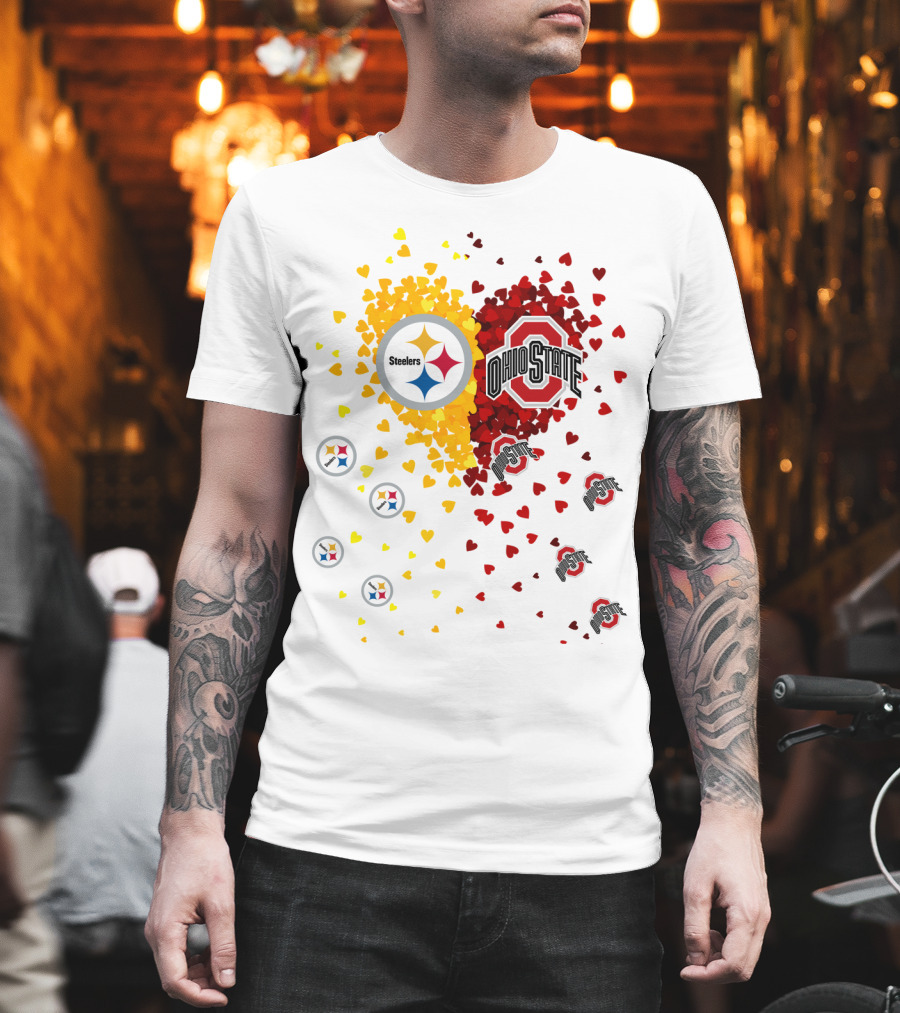 Steelers Ohio State Heart Collage T-Shirt