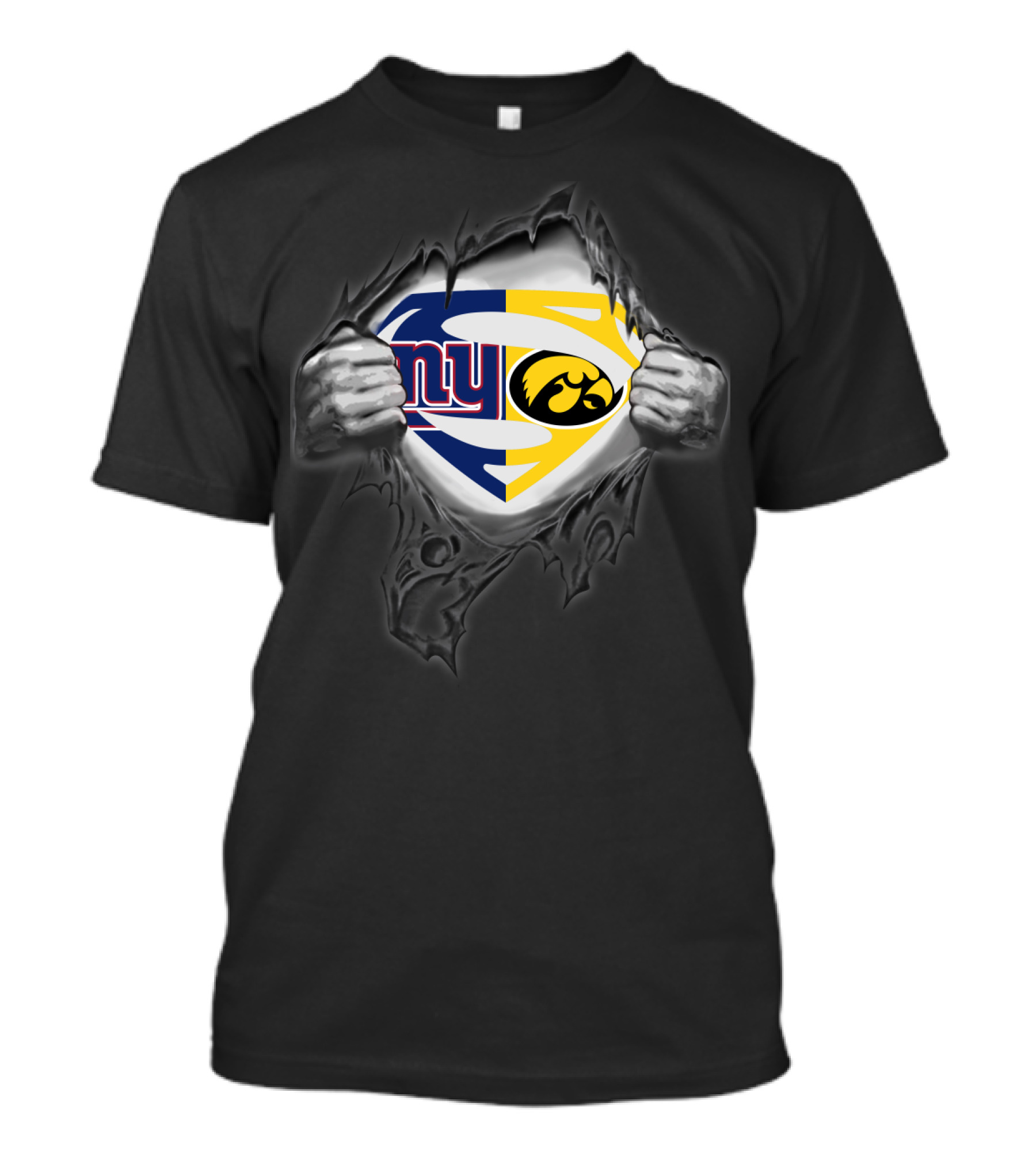 New York Giants Iowa Hawkeyes Superman Logo Tear T-Shirt