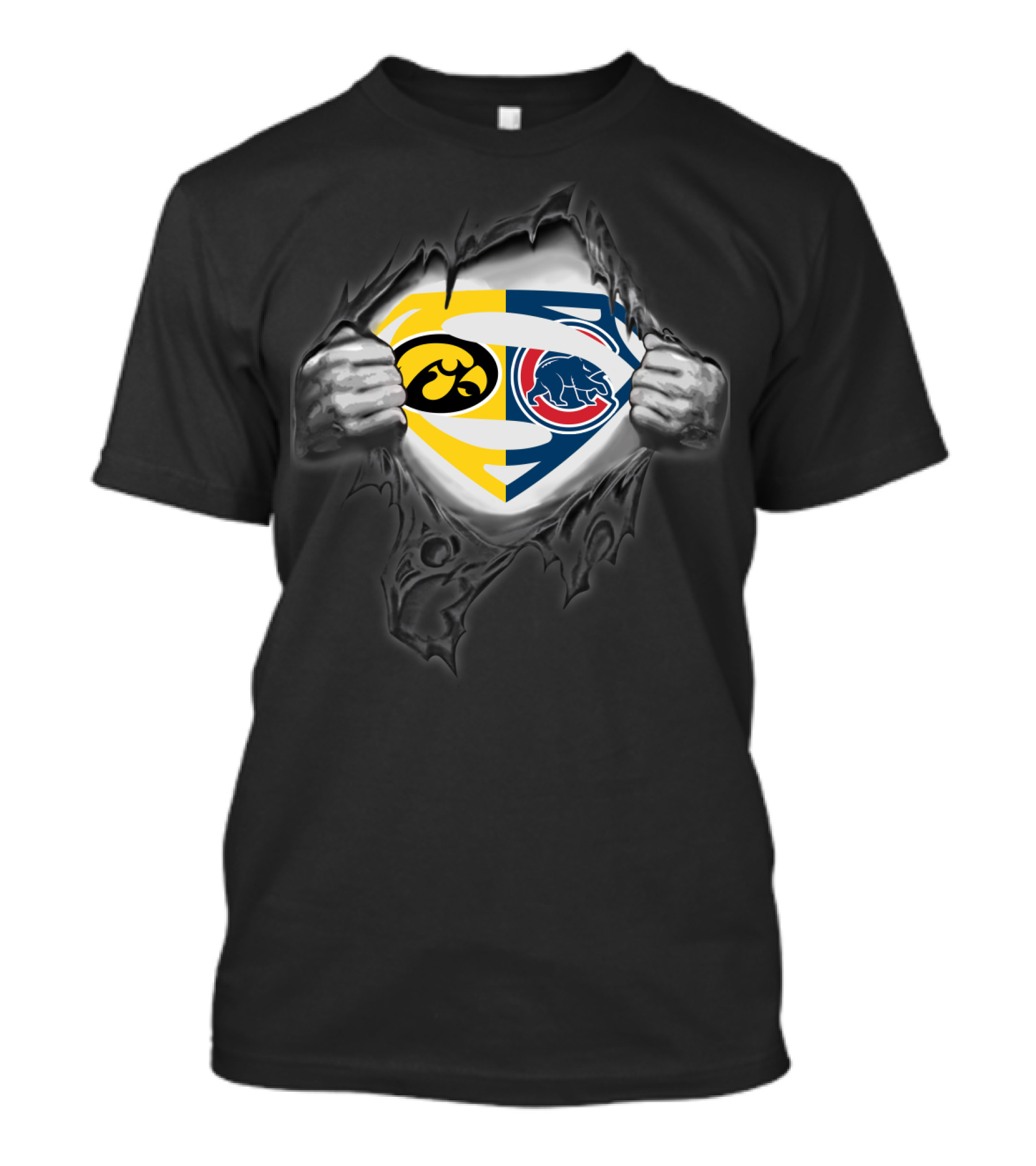 Hawkeyes Chicago Cubs Superman Logo Mashup T-Shirt