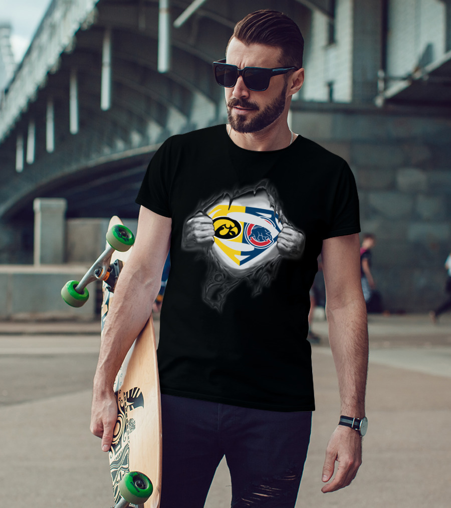 Hawkeyes Chicago Cubs Superman Logo Mashup T-Shirt