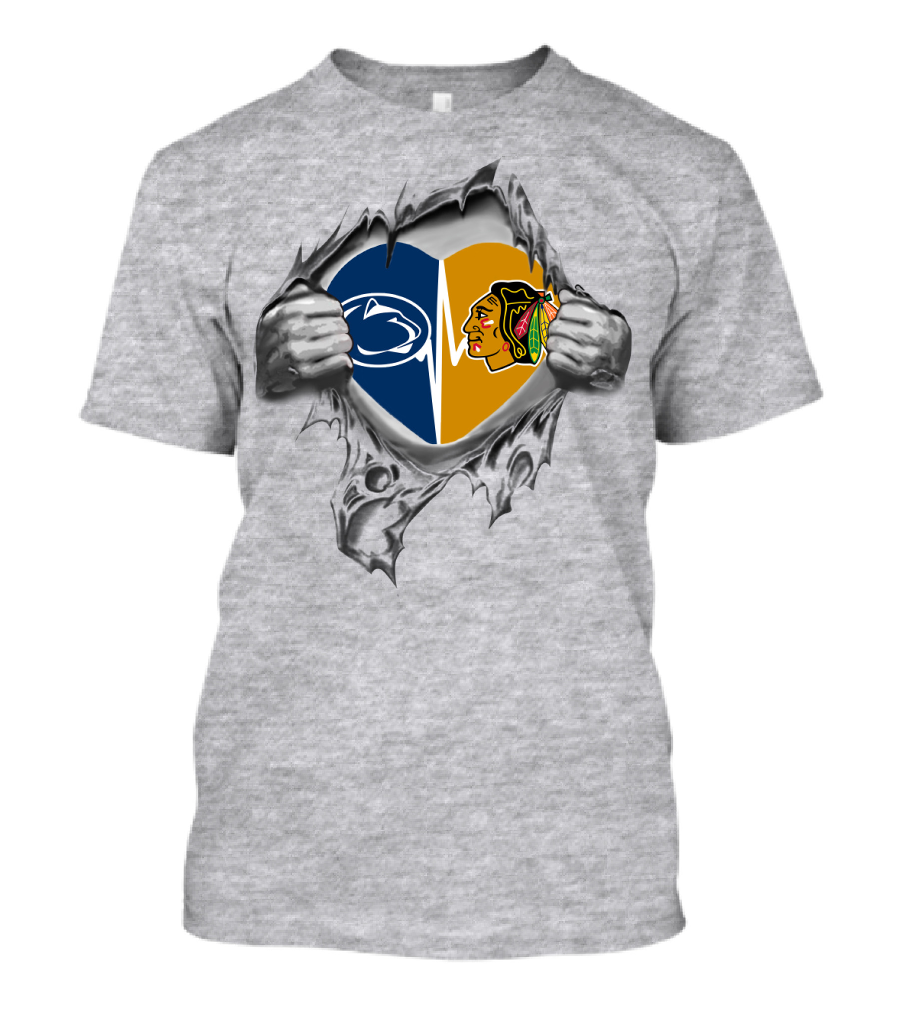 Penn State Nittany Lions Chicago Blackhawks Torn Heart T-Shirt