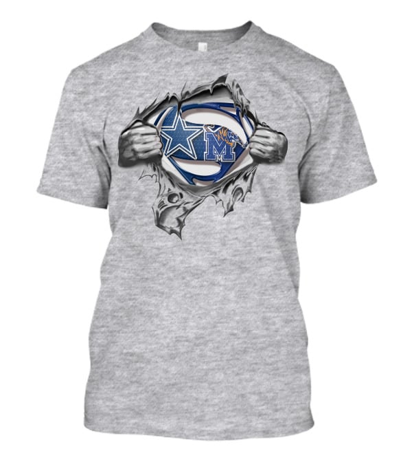 Cowboys Memphis Tigers Superman Logo Mashup T-Shirt