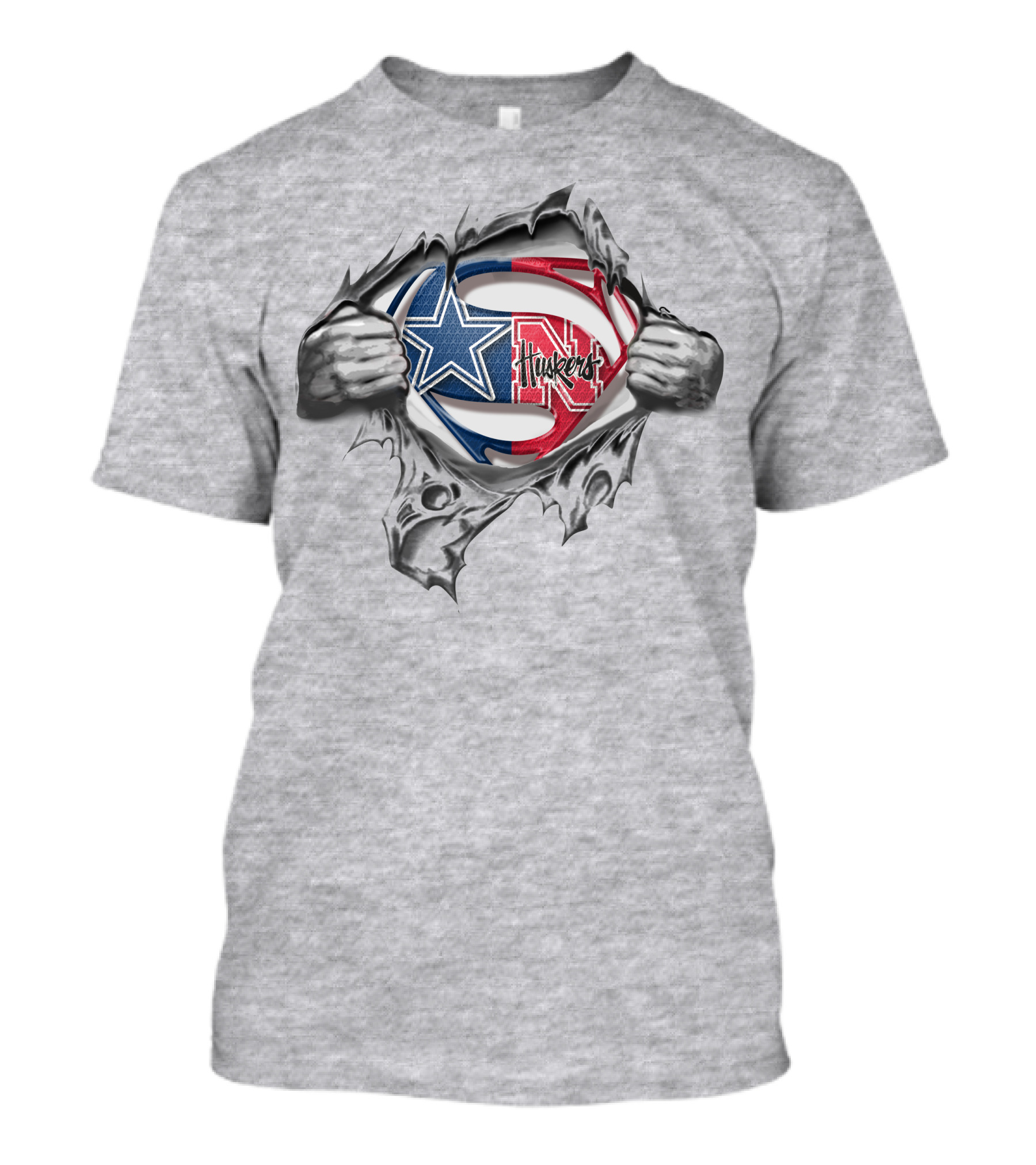 Cowboys Nebraska Cornhuskers Superman Logo Crossover T-Shirt