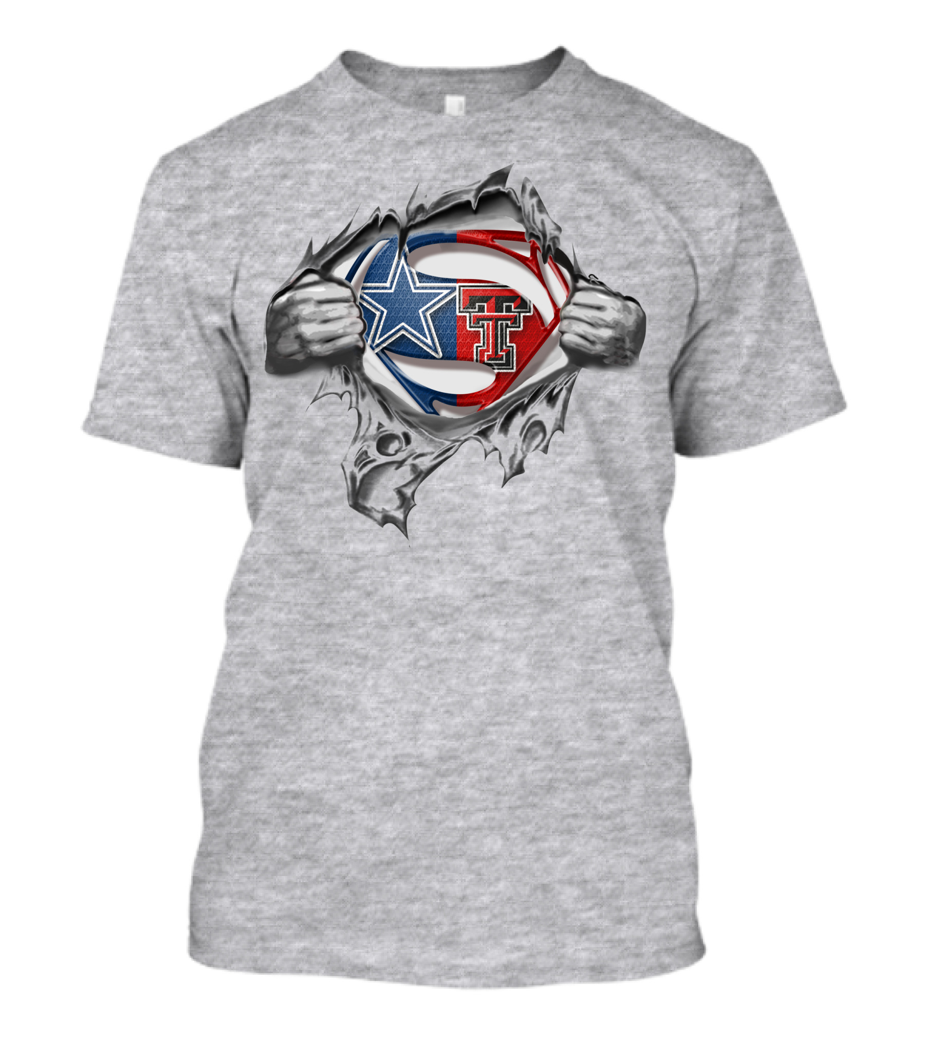 Cowboys Texas Tech Red Raiders Superman Logo Crossover T-Shirt