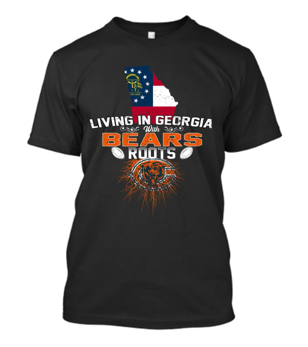 Living In Georgia With Bears Roots Georgia Flag Football Bear Paw T-Shirt