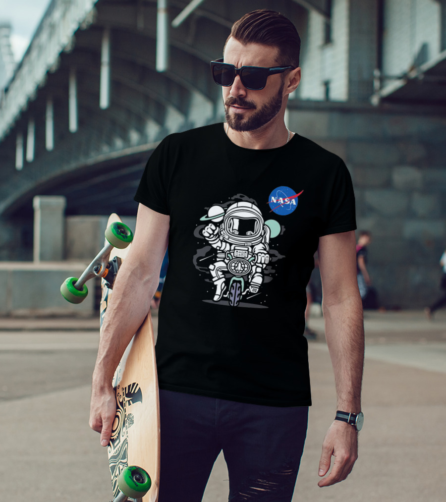 NASA Astronaut Biker Adventure In Space T-Shirt