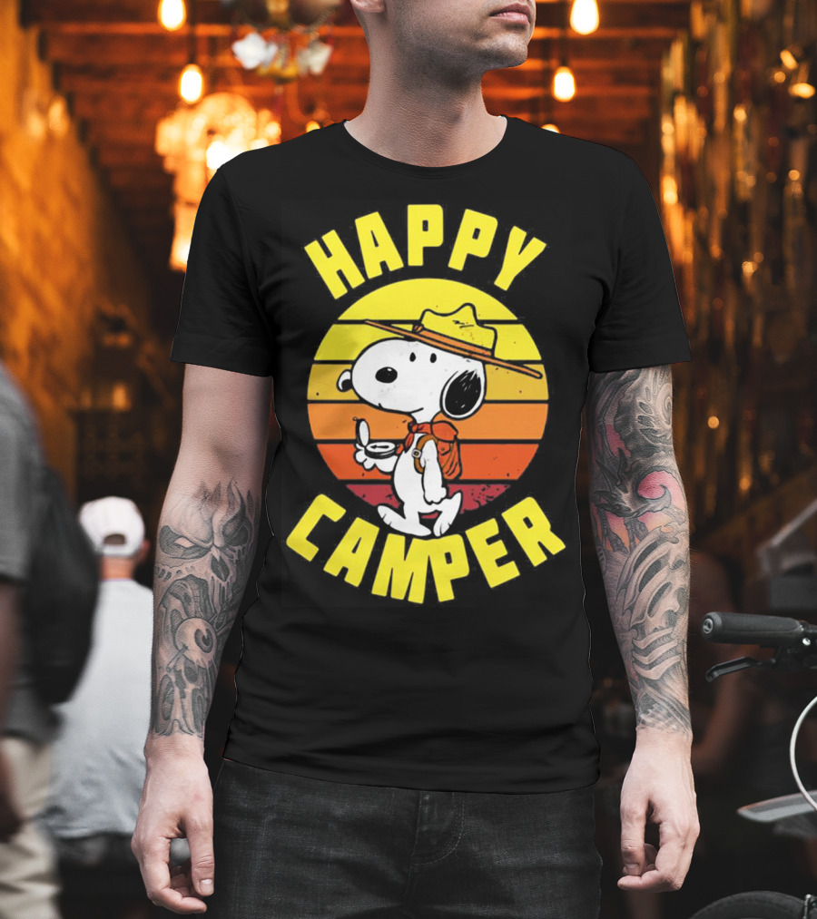Snoopy Happy Camper Vintage Sunset Peanuts T-Shirt