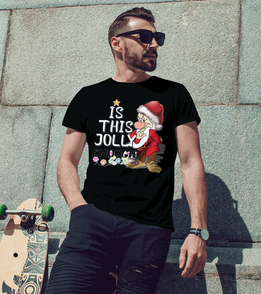 Grumpy Santa Is This Jolly Enough With Festive Lights T-Shirt