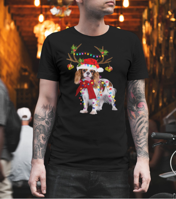 Cavalier King Charles Spaniel Christmas Reindeer Lights T-Shirt Cavalier King Charles Spaniel Christmas Reindeer Lights T-Shirt