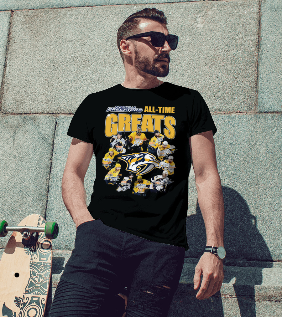 Nashville Predators All-Time Greats Signatures Rinne Weber Forsberg Subban Timonen Walker T-Shirt