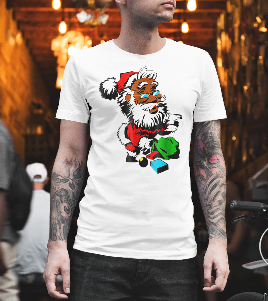 African American Santa Claus with Presents and Santa Hat T-Shirt