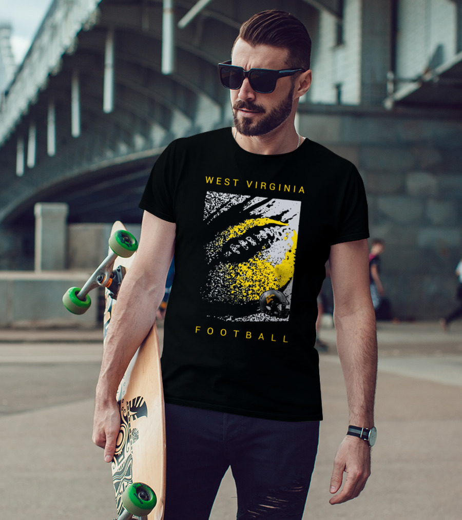 West Virginia Mountaineers Football Helmet And Textured T-Shirt