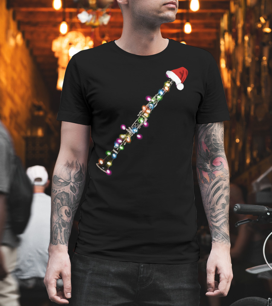 Santa Clarinet with Christmas Lights T-Shirt