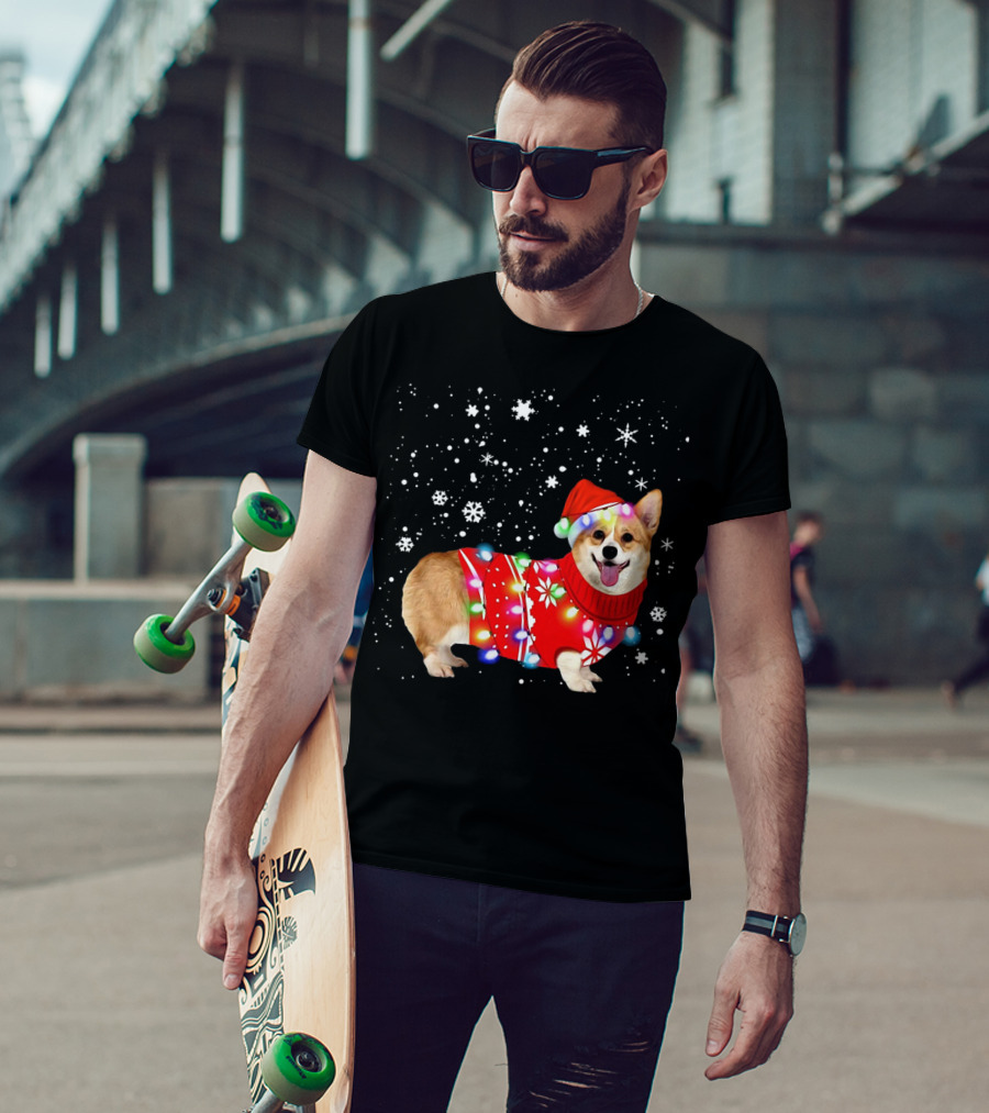 Corgi Lovely Christmas Light Snowflake Holiday T-Shirt