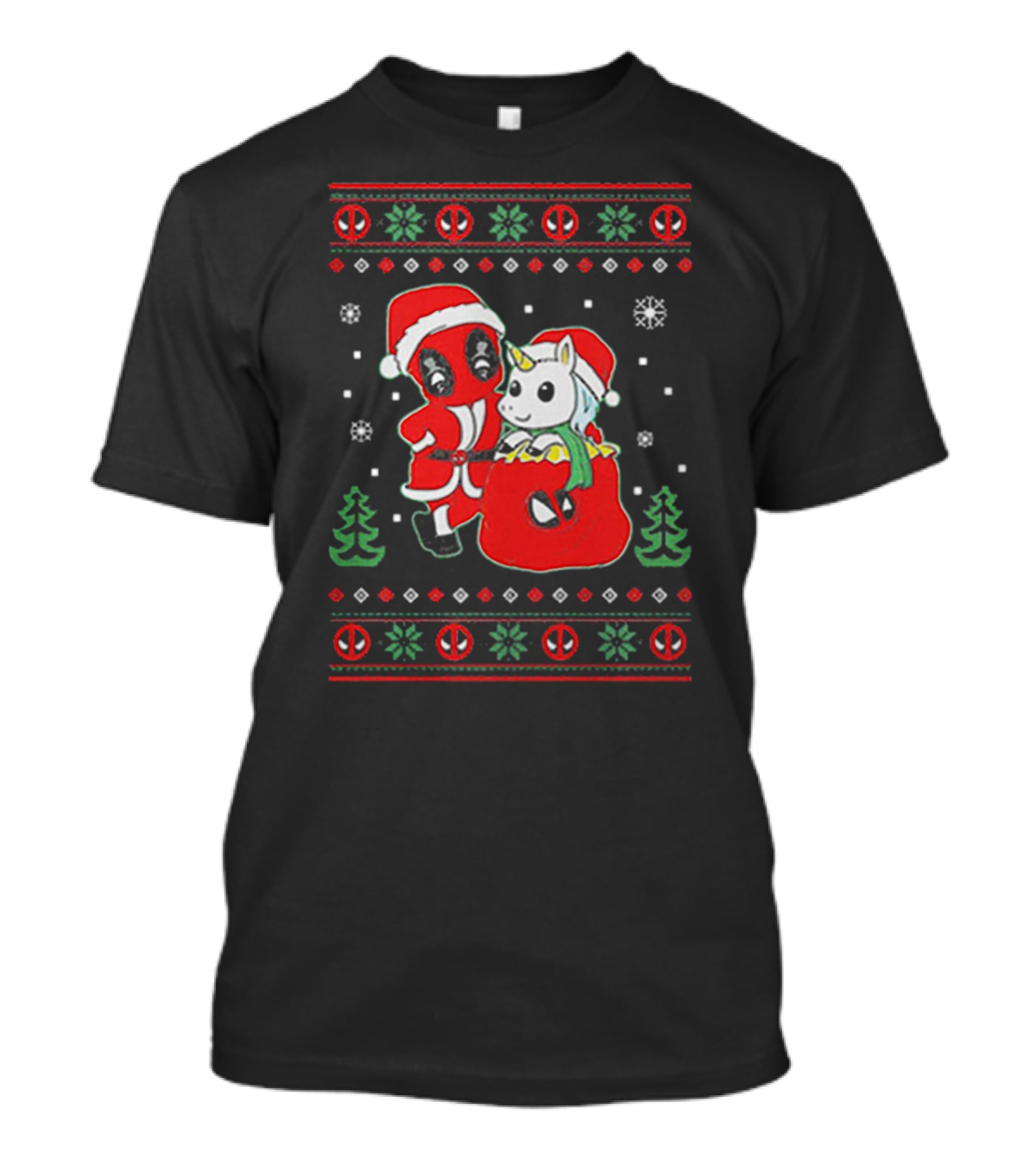 Deadpool Santa With Unicorn Holiday T-Shirt