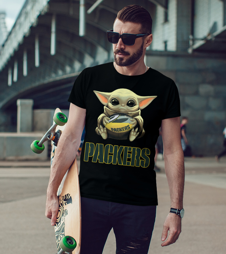 Baby Yoda Holding Packers Football Packers T-Shirt