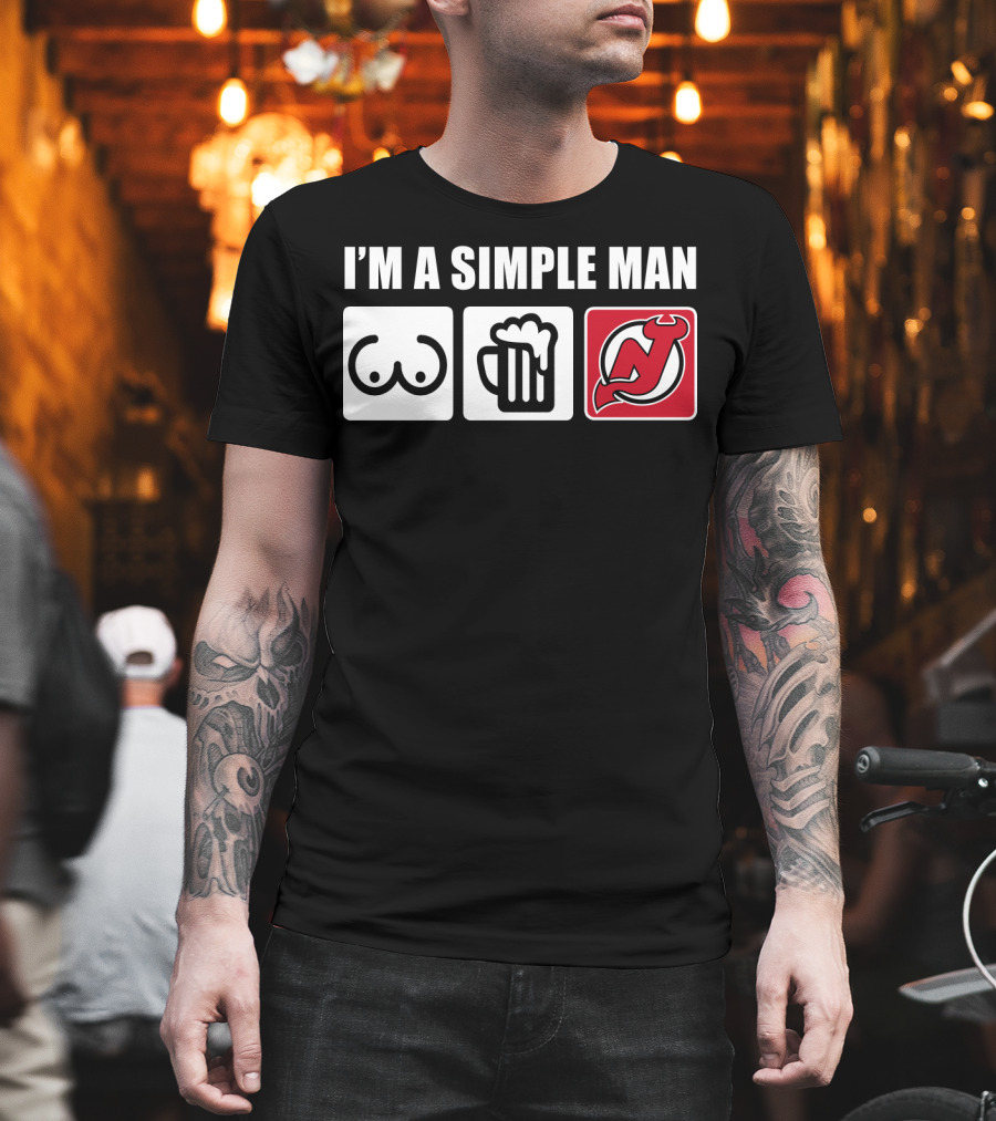 I'M A SIMPLE MAN BEER NEW JERSEY DEVILS T-Shirt