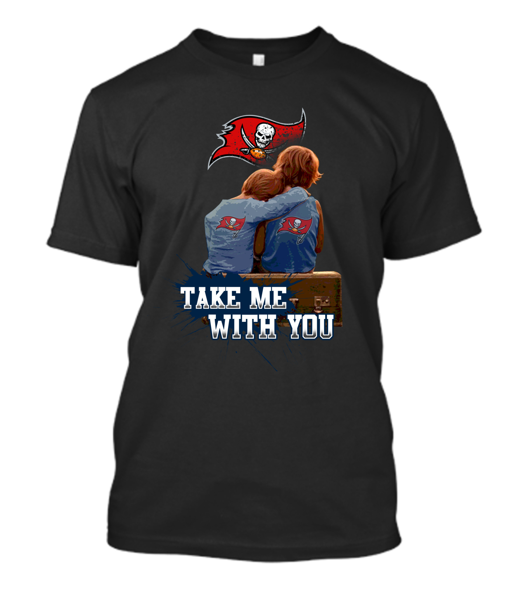 Buccaneers Take Me With You Flag And Sitting Figures T-Shirt