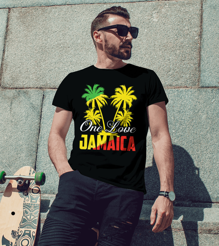 One Love Jamaica Vacation Reggae Music Palm Trees T-Shirt