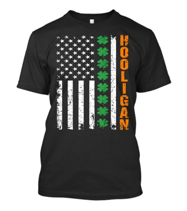 Irish American Flag Shamrocks Hooligan St Pats T-Shirt