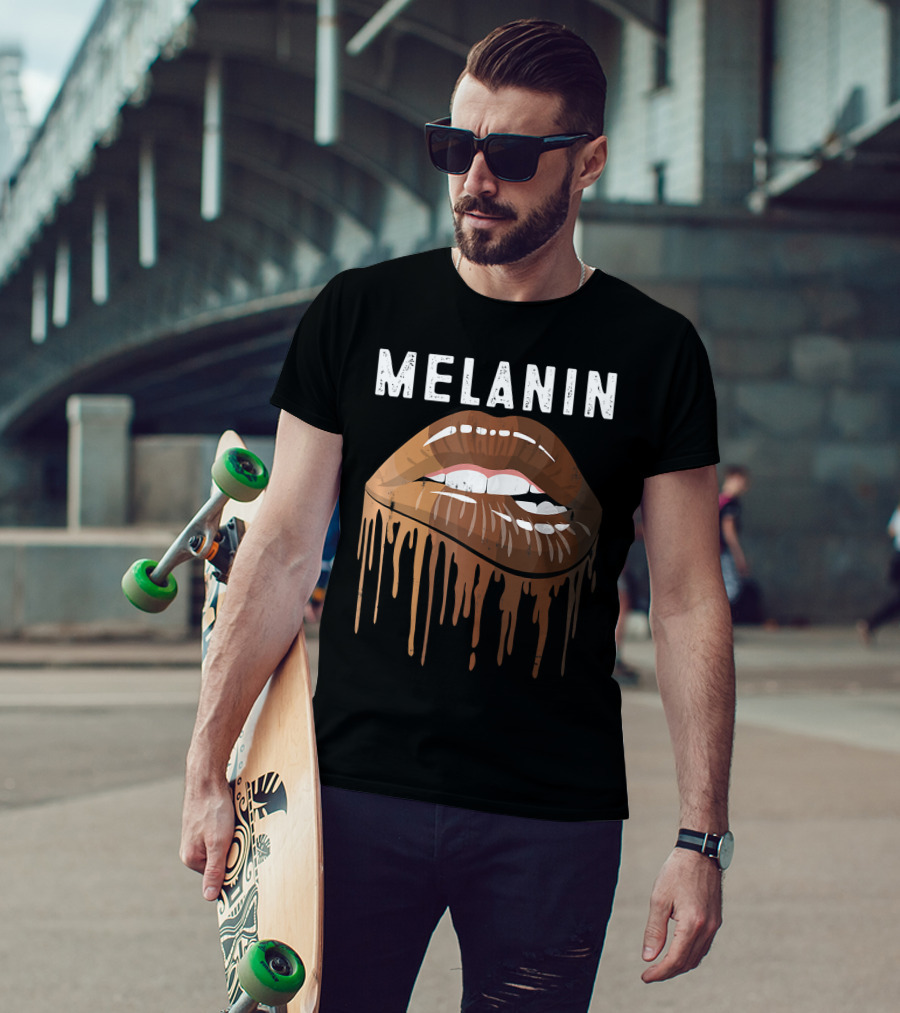 Melanin Dripping Lips Art Black History African American Pride T-Shirt