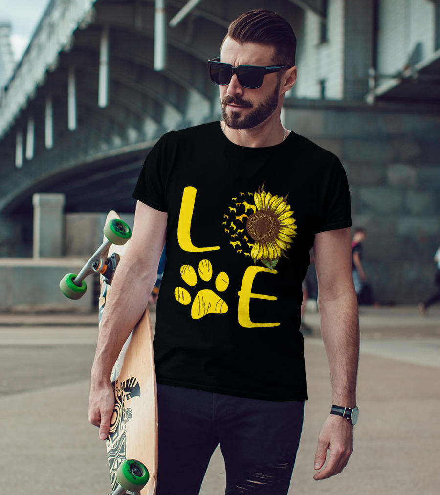 LOVE Australian Cattle Dog Paw Sunflower T-Shirt
