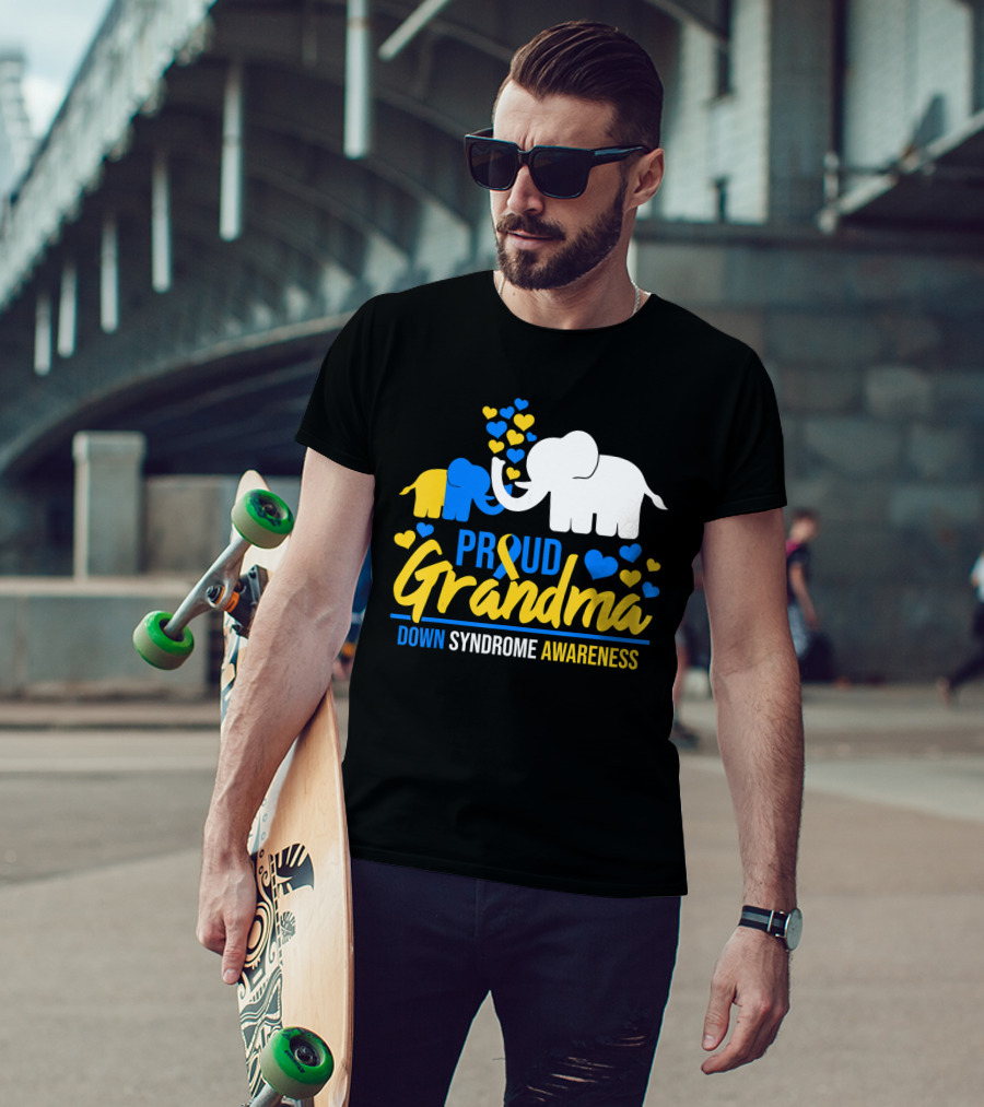 Proud Grandma Down Syndrome Awareness Elephant Hearts T-Shirt