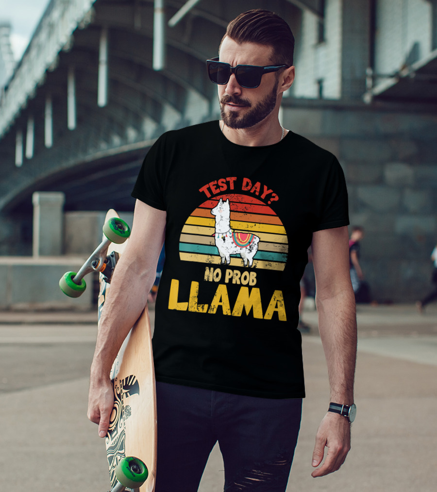 Vintage Test Day? No Prob Llama Retro Teacher T-Shirt