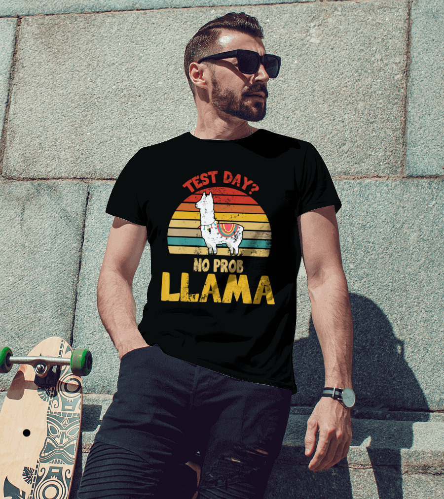 Vintage Test Day? No Prob Llama Retro Teacher T-Shirt