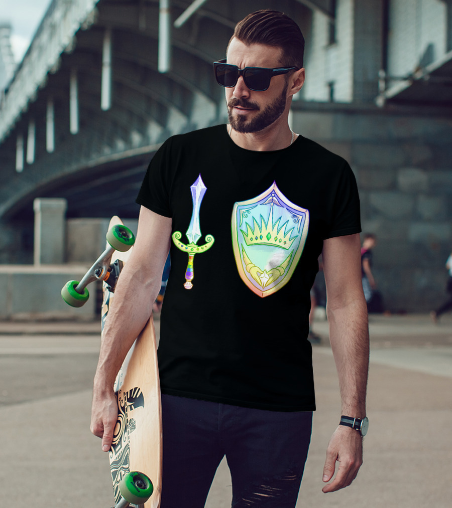 Rainbow Armory Crystal Sword Shield Crown T-Shirt