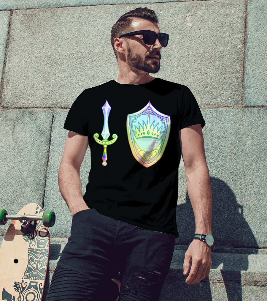 Rainbow Armory Crystal Sword Shield Crown T-Shirt