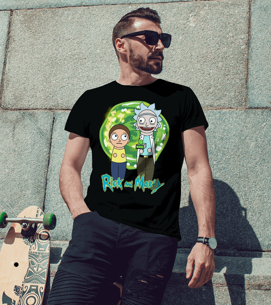 Rick And Morty Green Portal Cute Characters T-Shirt