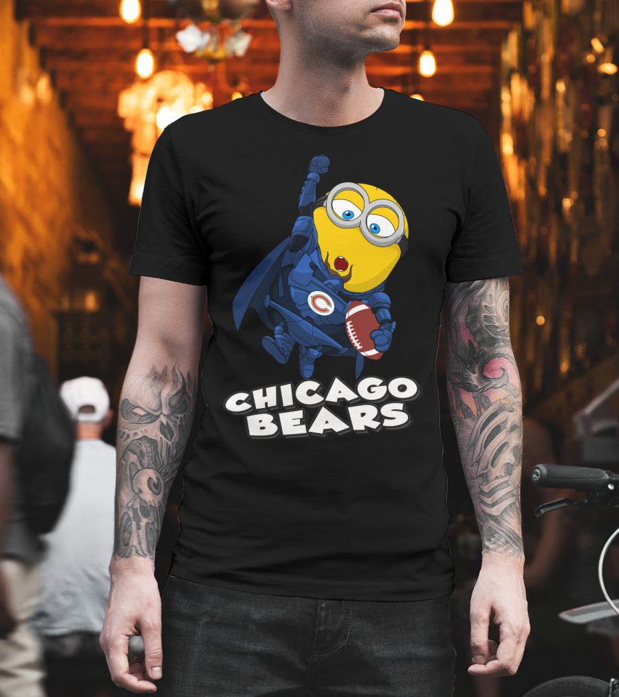 Chicago Bears Minion Football Character With Cape T-Shirt
