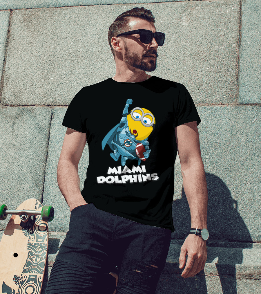 MIAMI DOLPHINS Minion Superhero Football T-Shirt
