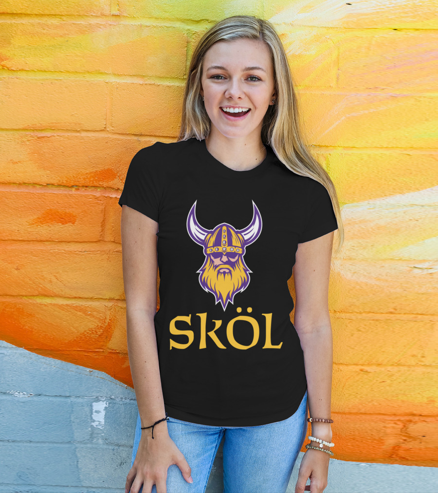 SKOL Viking Scandinavia Nordic Warrior Helmet With Horns T-Shirt