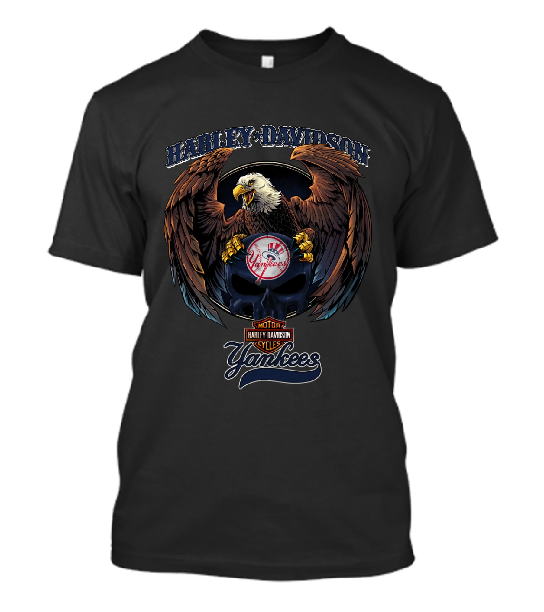 Harley Davidson New York Yankees Eagle Motor Cycles T-Shirt