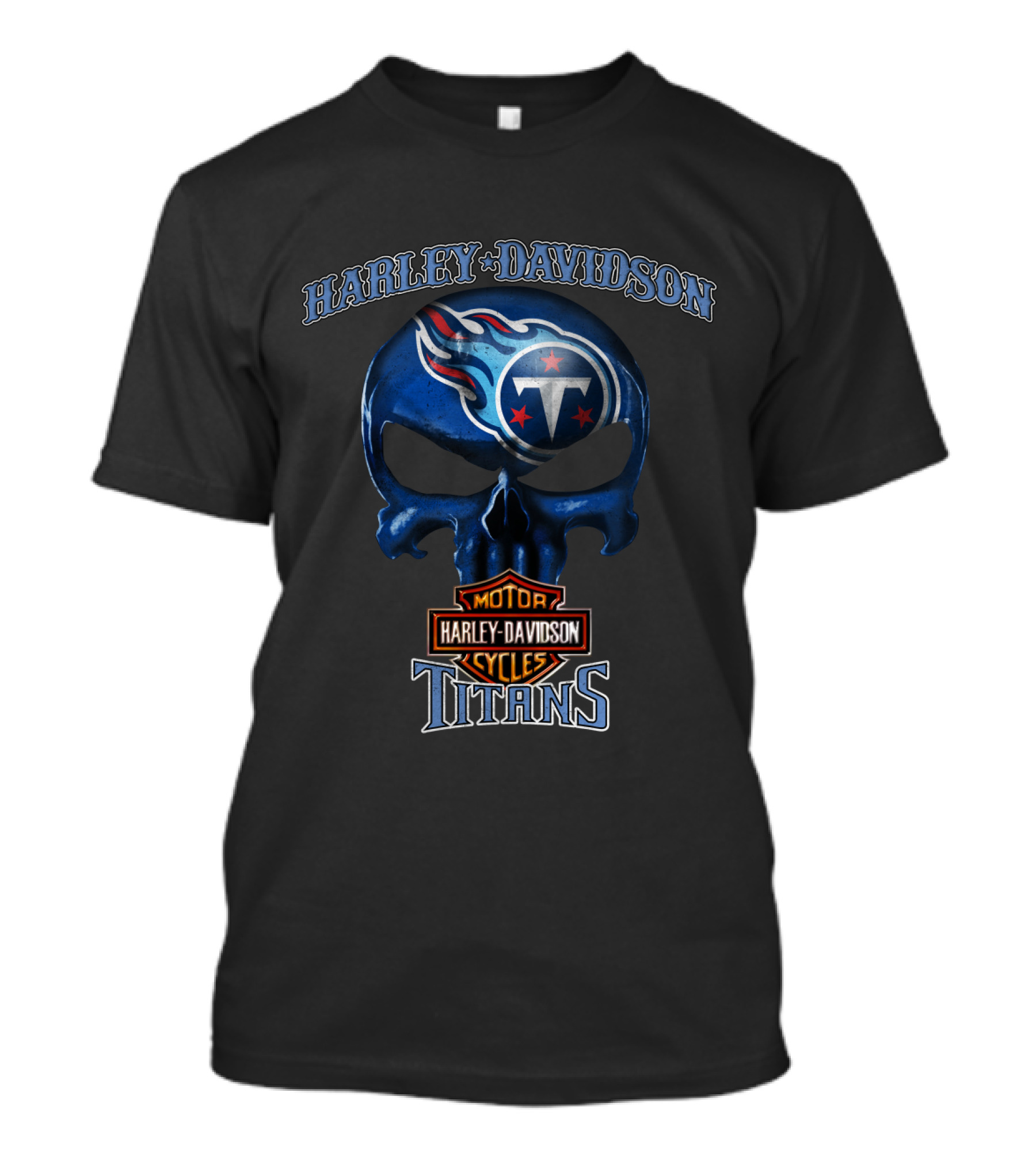 Harley Davidson Skull Tennessee Titans Nfl Motor Cycles T-Shirt