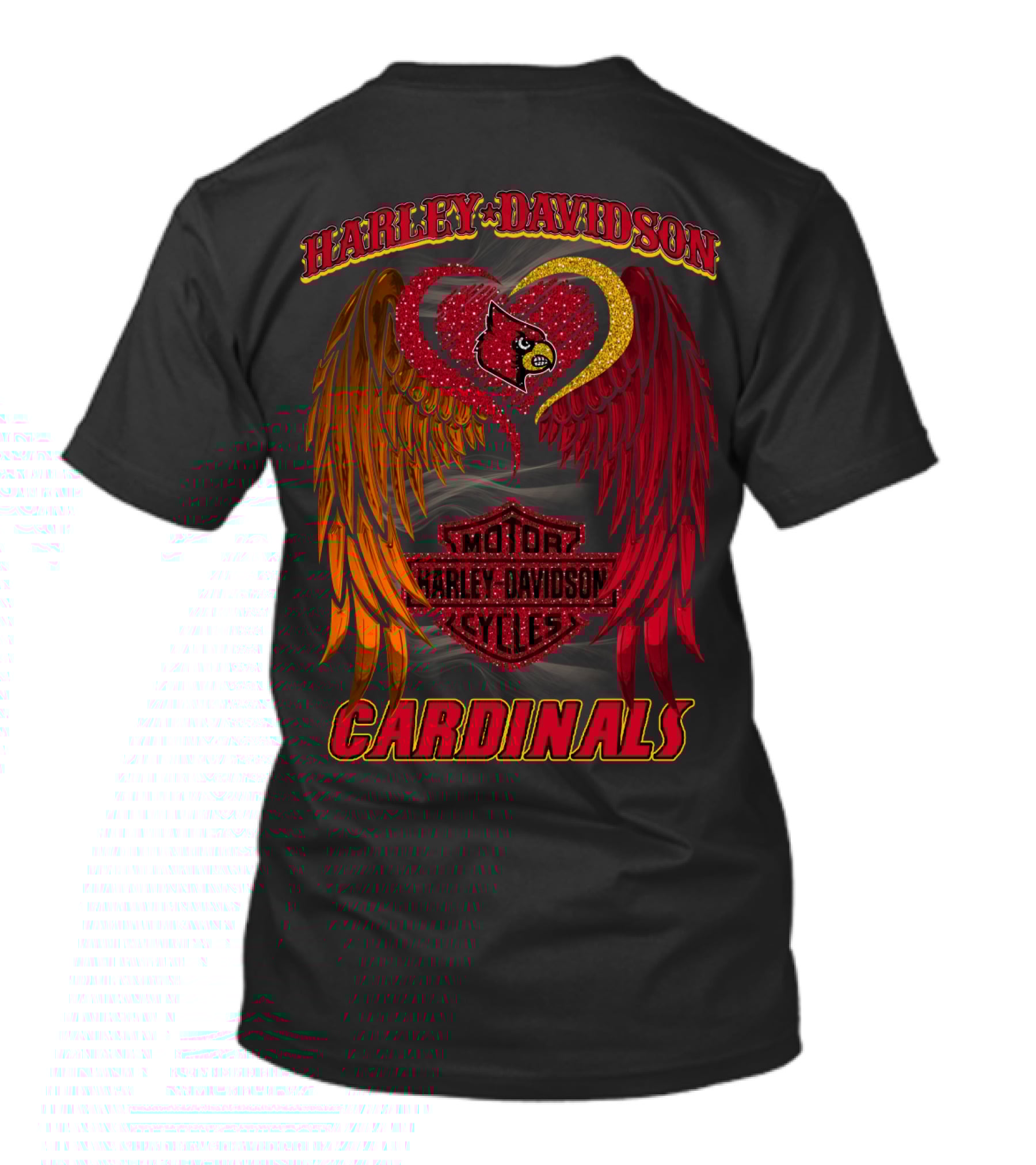 Harley Davidson Ncaa Louisville Cardinals Winged Heart T-Shirt
