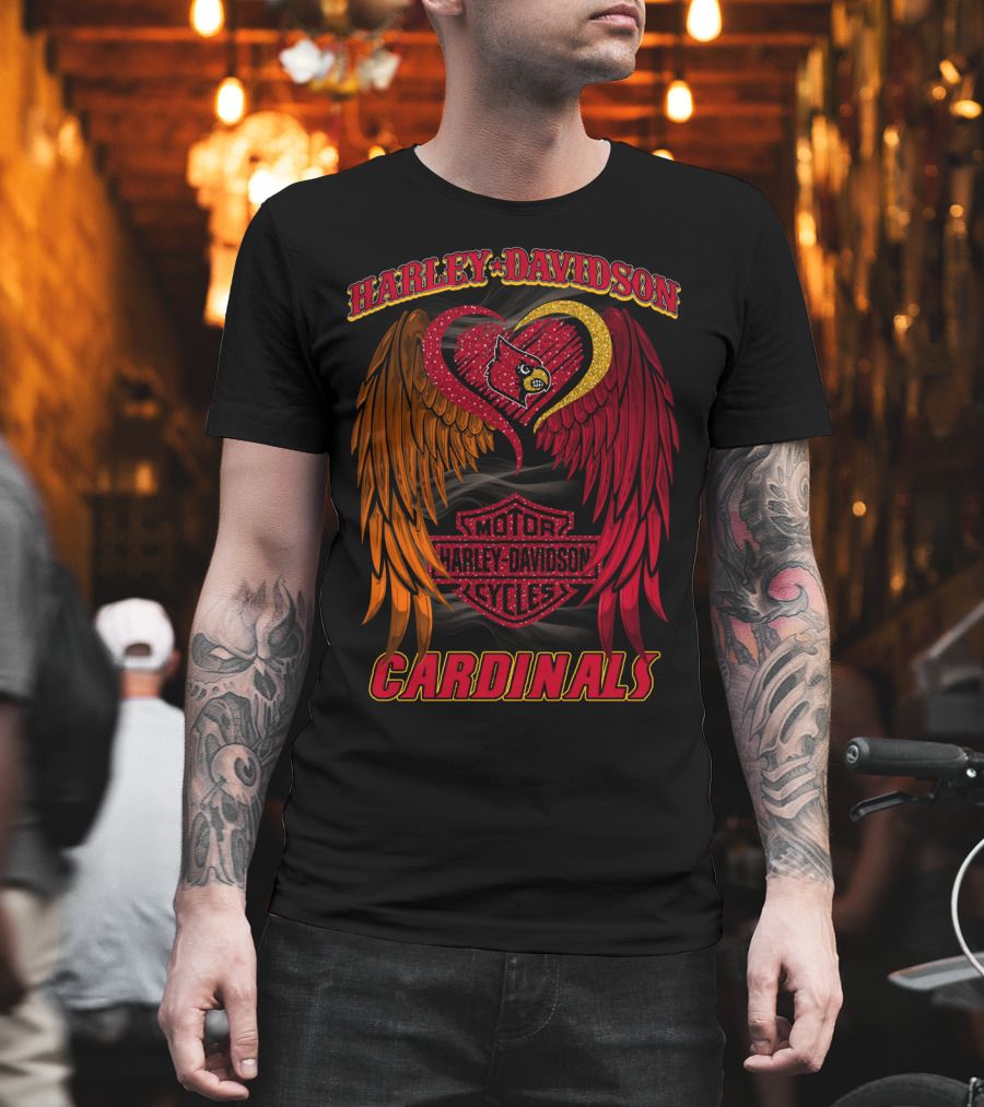 Harley Davidson Ncaa Louisville Cardinals Winged Heart T-Shirt